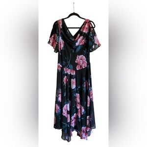 Women’s ROAMANS Floral Print Long Chiffon Open Flowy Sleeve Maxi Dress 18 NWT